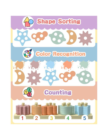 Juguete Montessori Estrella Tonberless para Niños 1-3 Años Juguete Montessori Estrella Tonberless para Niños 1-3 Años