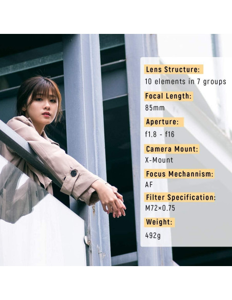 Lente VILTROX 85mm F1.8 STM para cámaras Fuji X-Mount