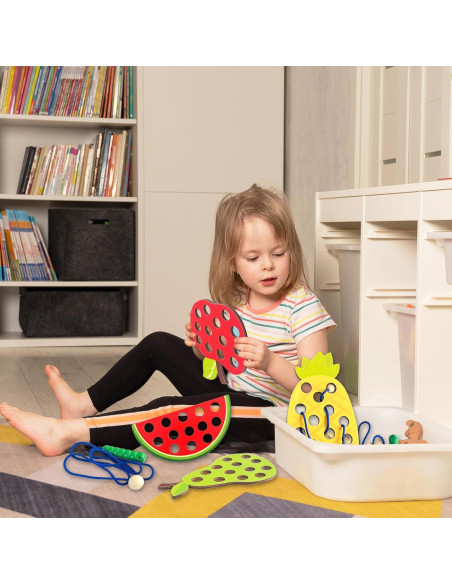 Paquete de 4 Juguetes de Enhebrado de Madera Woozettn