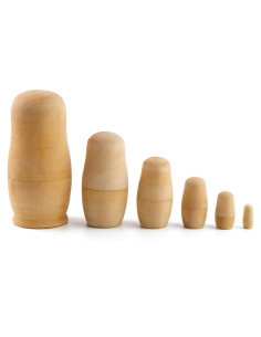 Muñecas Matryoshka Sin Pintar Koogel - 6 Piezas de Madera DIY