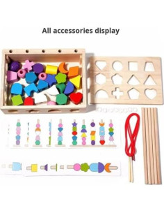 Juego Montessori 3 en 1 FUN-Z-PLAY de Perlas de Madera 2