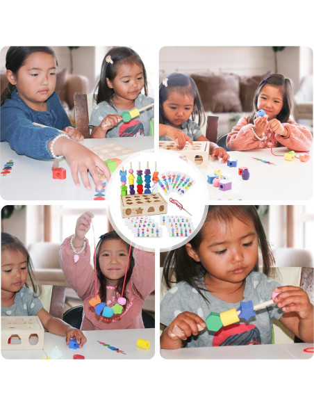 Juego Montessori 3 en 1 FUN-Z-PLAY de Perlas de Madera
