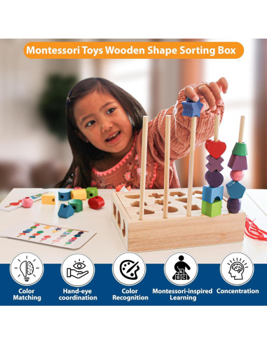 Juego Montessori 3 en 1 FUN-Z-PLAY de Perlas de Madera