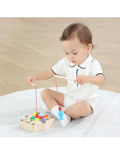 JAUNTY Juguete Montessori de Pesca de Madera para Niños 1-3 Años 2
