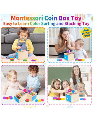 Juguete Montessori FCSONU Caja de Monedas 12 Meses a 3 Años