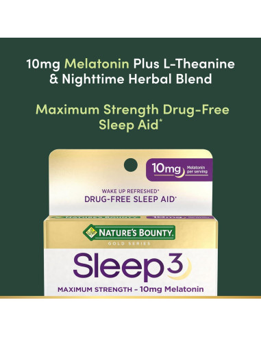 Melatonina Nature's Bounty Sleep3 10mg 30 Tabletas Suplemento