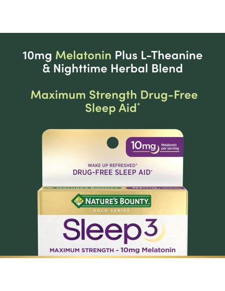 Melatonina Nature's Bounty Sleep3 10mg 30 Tabletas Suplemento