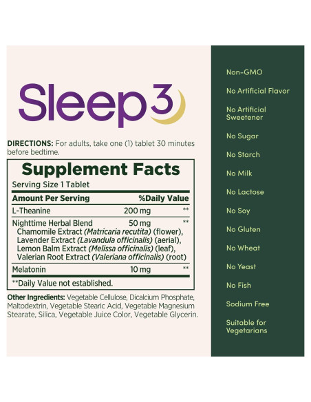 Melatonina Nature's Bounty Sleep3 10mg 30 Tabletas Suplemento