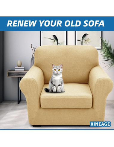 Funda de Silla XINEAGE 2 Piezas Antideslizante Beige 31-46"