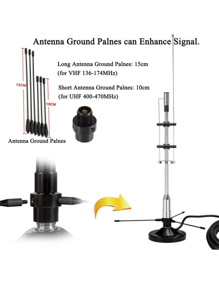 Antena GMRS 2m 70cm SIGNALPLUS con Base Magnética 5m Cable Antena GMRS 2m 70cm SIGNALPLUS con Base Magnética 5m Cable
