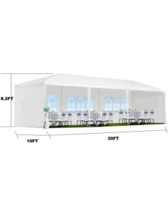Carpa de Fiesta PeakPursuit 10x9m Blanca con 8 Paredes Laterales 2