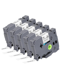 5 Pack Cinta de Etiqueta EcliptoVireo TZE231 12mm Blanca