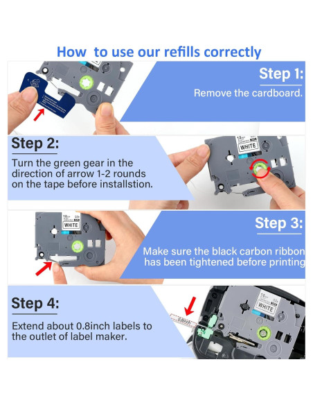 5 Pack Cinta de Etiqueta EcliptoVireo TZE231 12mm Blanca
