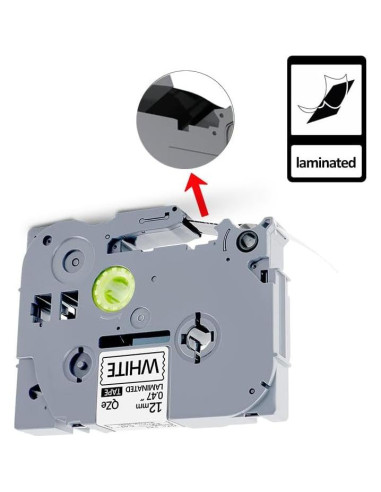 5 Pack Cinta de Etiqueta EcliptoVireo TZE231 12mm Blanca