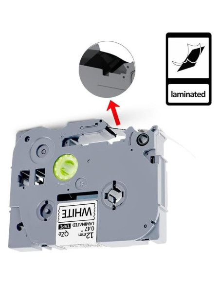 5 Pack Cinta de Etiqueta EcliptoVireo TZE231 12mm Blanca