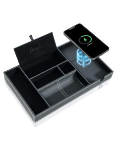 Bandeja de Cuero SANZIE con Cargador Inalámbrico Grande