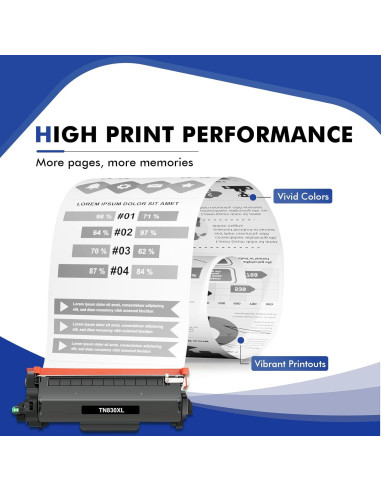 Tóner TN830XL Negro Compatible para Impresoras Brother - 4 Unidades