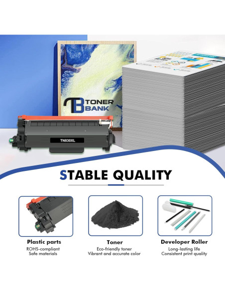 Tóner TN830XL Negro Compatible para Impresoras Brother - 4 Unidades