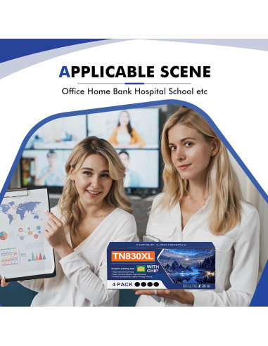 Tóner TN830XL Negro Compatible para Impresoras Brother - 4 Unidades