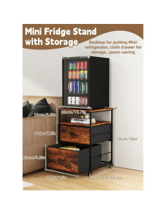 Soporte para Mini Nevera Qriocioa con 2 Cajones y Ruedas 2