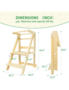 Torre de Aprendizaje Plegable WOOD CITY para Niños 3 Alturas 2