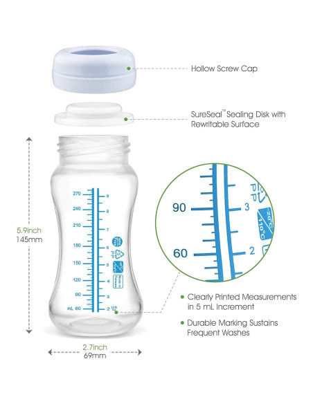 Botellas de Almacenamiento de Leche Maymom 4.7oz y 9oz
