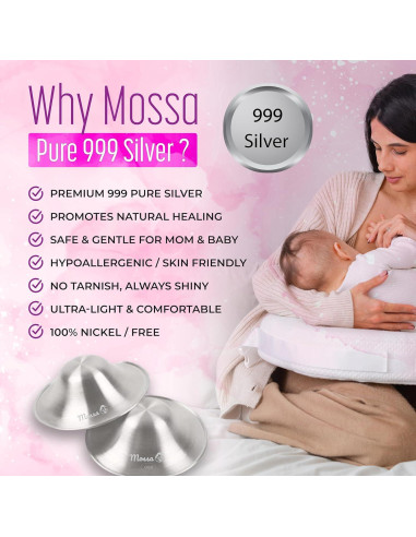 Protectores de Pezón Mossa de Plata 999 para Lactancia