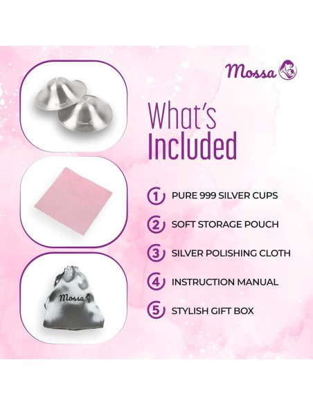 Protectores de Pezón Mossa de Plata 999 para Lactancia Protectores de Pezón Mossa de Plata 999 para Lactancia