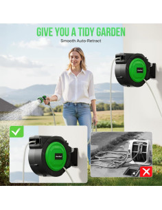 Carrete de Manguera de Jardín Hainan 30.48 m Retráctil Automático 2