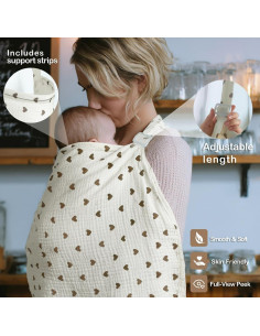 Cubierta de Lactancia MUGVELL Muselina 112x64 cm Corazones 2