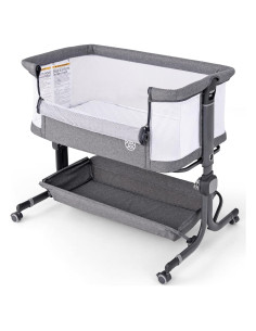 Cuna Lateral BABY JOY Ajustable 6 Niveles con Colchón y Ruedas