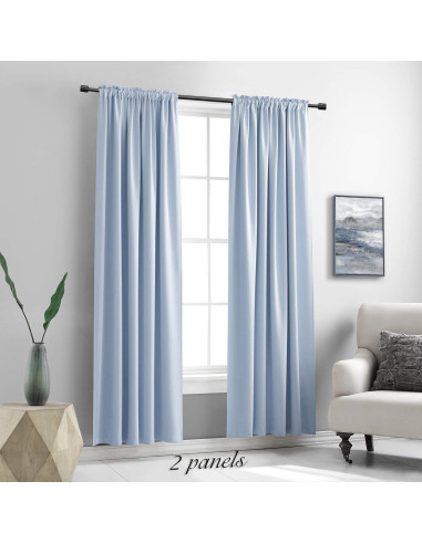 Cortinas Opacas Aislantes Térmicas DONREN Azul Claro 106.68x213.36cm