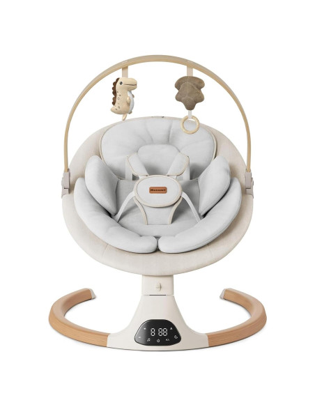 Hamaca Eléctrica para Bebés Monamii Beige, 5 Velocidades, Bluetooth