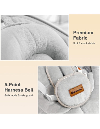 Hamaca Eléctrica para Bebés Monamii Beige, 5 Velocidades, Bluetooth