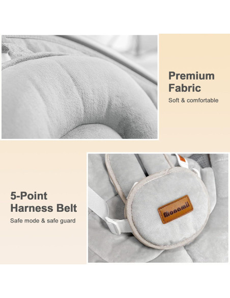 Hamaca Eléctrica para Bebés Monamii Beige, 5 Velocidades, Bluetooth