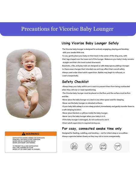 Alfombra de Juego para Bebés Vicorise 100% Algodón 75x45 cm