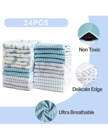 Paños de Baño Viviland para Bebés 24 Piezas Dinosaurio