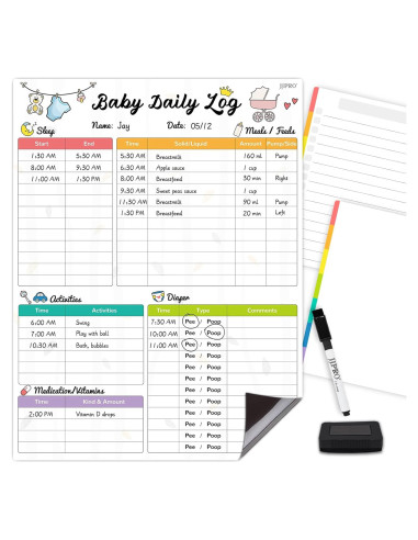 Pizarra Blanca Magnética JJPRO para Registro Diario de Bebé