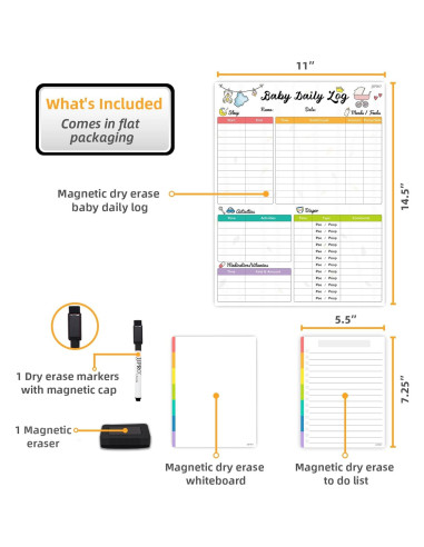 Pizarra Blanca Magnética JJPRO para Registro Diario de Bebé