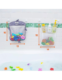 Organizador de Juguetes de Baño Comfylife - 2 Bolsas Malla + 6 Ganchos 2