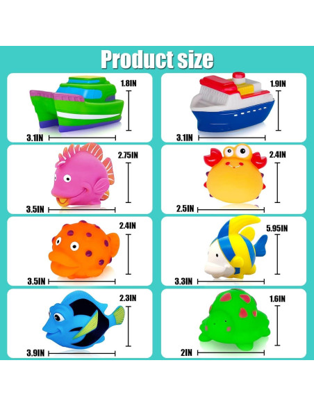 Juguetes de baño BSVZAIYN 8 piezas para bebés 6 meses a 6 años