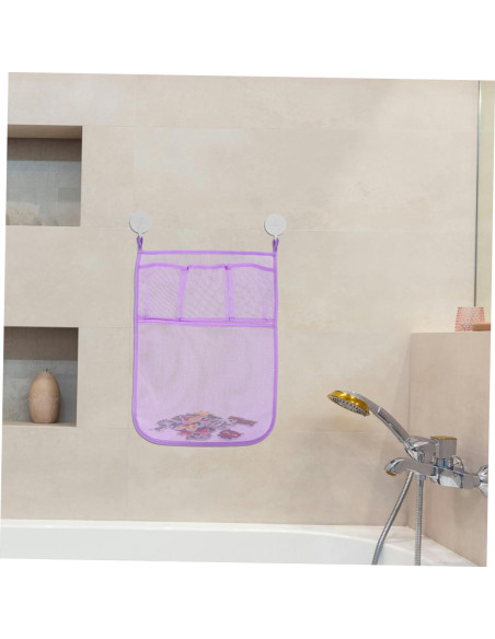 2 Piezas Organizador de Juguetes de Baño Colgante Malla Violeta