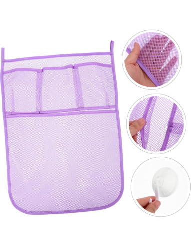 2 Piezas Organizador de Juguetes de Baño Colgante Malla Violeta