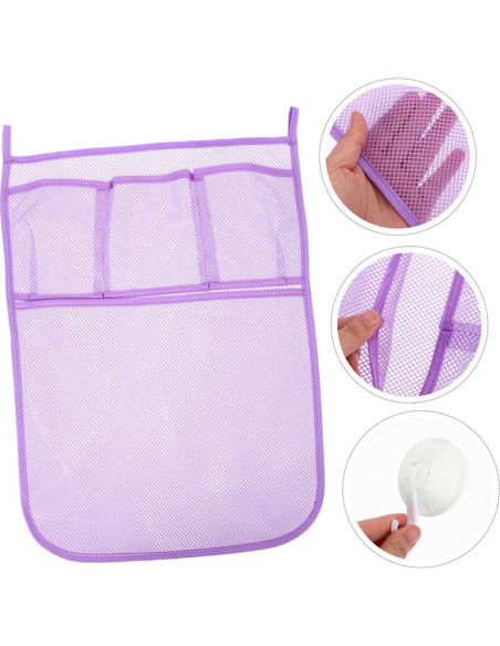 2 Piezas Organizador de Juguetes de Baño Colgante Malla Violeta