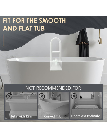 Barra de Seguridad para Bañera Wishtofly 43cm, Soporta 136kg