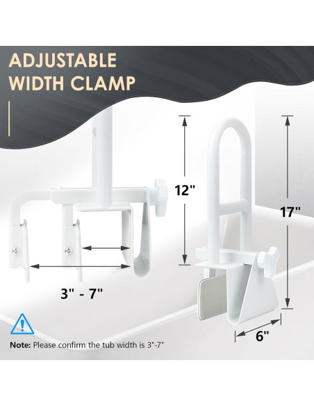 Barra de Seguridad para Bañera Wishtofly 43cm, Soporta 136kg