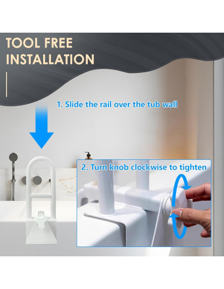 Barra de Seguridad para Bañera Wishtofly 43cm, Soporta 136kg