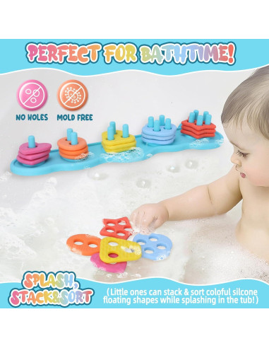 Set de Juguetes de Baño de Silicona para Bebés - 20 Piezas