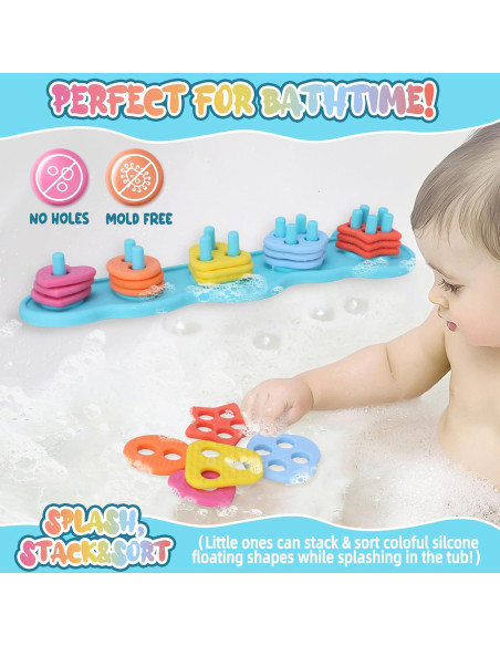 Set de Juguetes de Baño de Silicona para Bebés - 20 Piezas