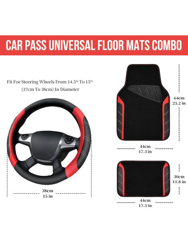 Funda de Volante y Alfombrillas CAR PASS Universal 14.5-15"
